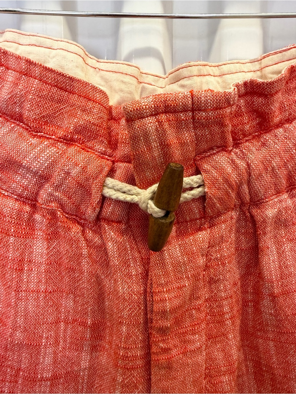 Free People Coral Linen Blend Crop Pants Drawstring Waist Size Small - Picture 3 of 5